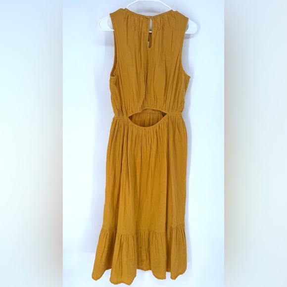 Pact 100% organic cotton bohemian feminine Mustard Midi Dress NWT - Picture 3 of 8